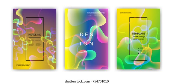 Fluid color covers set. Colorful bubble shapes with gradients. Trendy design. Eps10 vector.