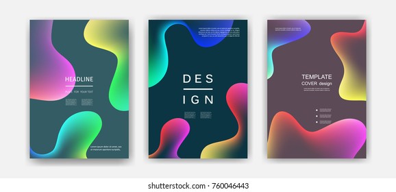 Fluid color covers set. Colorful bubble shapes with gradients. Trendy design. Eps10 vector.