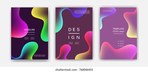 Fluid color covers set. Colorful bubble shapes with gradients. Trendy design. Eps10 vector.