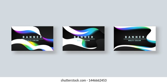 Fluid color covers set. Contrast colors. Colorful liquid shapes with gradient. Vector design layout for horizontal banners, presentations, business cards, credit cards, web banners. Eps 10