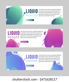Fluid color covers set. gradient blue, green, and purple. Colorful liquid shapes. Vector design layout for horizontal banners, header templates, web banners, posters for party, sale and festival