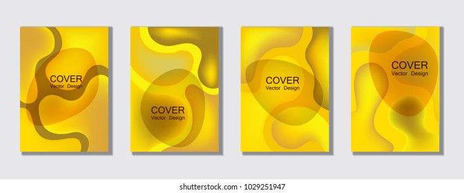 Fluid color covers set trendy vector design for business brochure, booklet, flyer. Colorful bubble shapes composition with gradients. Brochure cover design future geometric A4 templates.