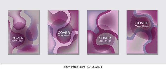Fluid color covers set trendy vector design for business brochure, booklet, flyer. Colorful bubble shapes composition with gradients. Brochure cover design future geometric A4 templates.