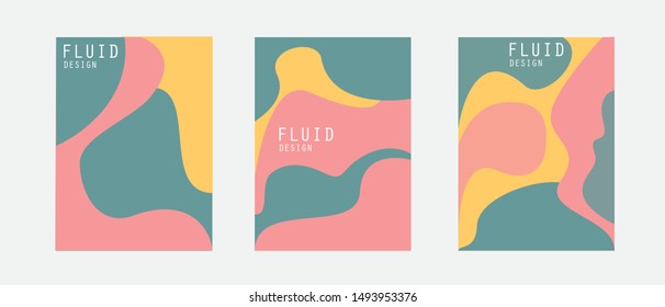 Fluid color covers set. Trendy design. Dynamic style fluid design. Creative illustration for poster, web, landing, page, cover, social media. Eps 10 vector