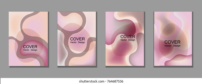 Fluid color covers set trendy vector design for business brochure, booklet, flyer. Colorful bubble shapes composition with gradients. Brochure cover design future geometric A4 templates.