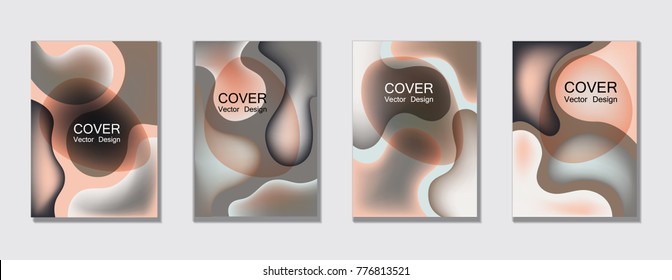 Fluid color covers set trendy vector design for business brochure, booklet, flyer. Colorful bubble shapes composition with gradients. Brochure cover design future geometric A4 templates.