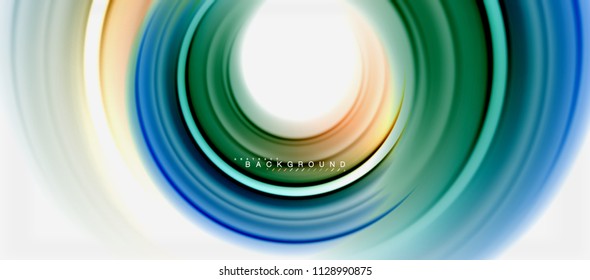 Fluid color line abstract background - swirl and circles, twisted liquid colours design, colorful marble or plastic wavy texture backdrop, multicolored template for business or technology