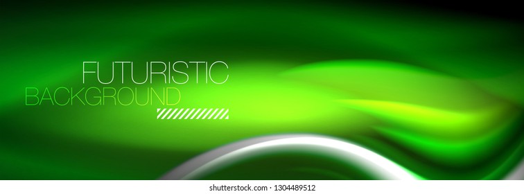 Fluid color neon wave lines background, neon liquid color futuristic paint template, vector illustration