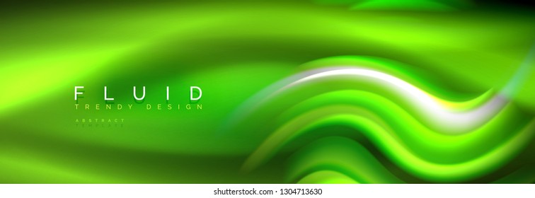 Fluid color neon wave lines background, neon liquid color futuristic paint template, vector illustration