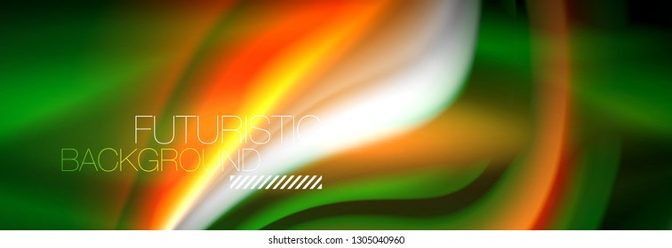 Color fluido de fondo de líneas de onda de neón, neón color líquido plantilla de pintura futurista, ilustración vectorial