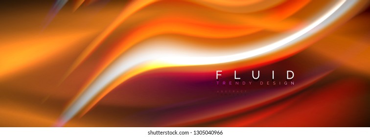 Fluid color neon wave lines background, neon liquid color futuristic paint template, vector illustration