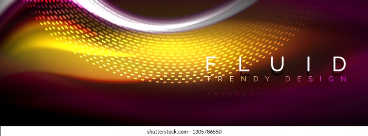 Fluid color neon wave lines background, neon liquid color futuristic paint template, vector illustration