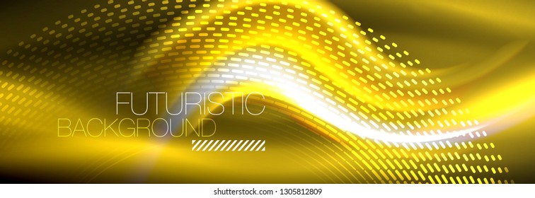 Color fluido de fondo de líneas de onda de neón, neón color líquido plantilla de pintura futurista, ilustración vectorial