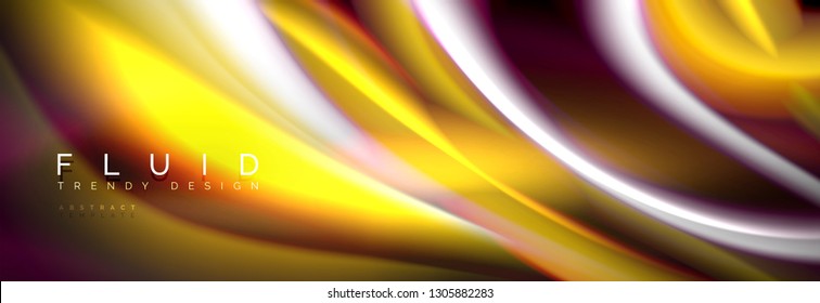 Fluid color neon wave lines background, neon Liquid color futuristic paint template, Vektorgrafik
