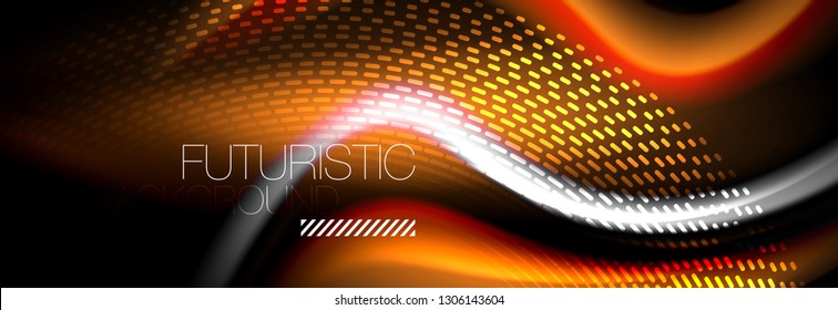 Color fluido de fondo de líneas de onda de neón, neón color líquido plantilla de pintura futurista, ilustración vectorial