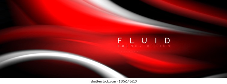 Fluid color neon wave lines background, neon liquid color futuristic paint template, vector illustration