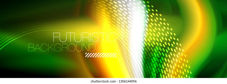 Fluid color neon wave lines background, neon Liquid color futuristic paint template, Vektorgrafik