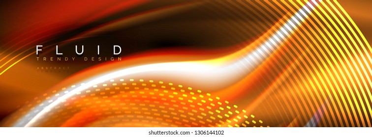 Fluid color neon wave lines background, neon liquid color futuristic paint template, vector illustration