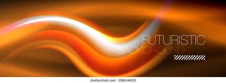 Fluid color neon wave lines background, neon liquid color futuristic paint template, vector illustration