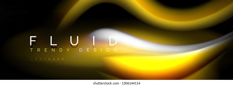Color fluido de fondo de líneas de onda de neón, neón color líquido plantilla de pintura futurista, ilustración vectorial