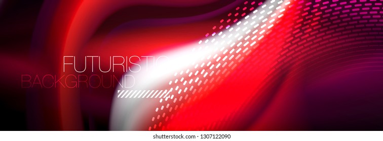 Fluid color neon wave lines background, neon liquid color futuristic paint template, vector illustration