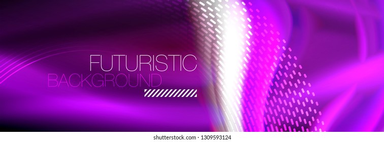 Color fluido de fondo de líneas de onda de neón, neón color líquido plantilla de pintura futurista, ilustración vectorial