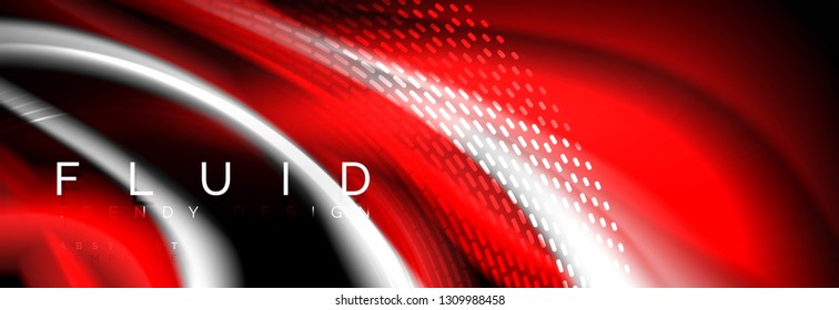 Fluid color neon wave lines background, neon liquid color futuristic paint template, vector illustration