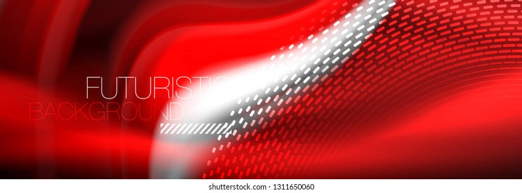 Fluid color neon wave lines background, neon liquid color futuristic paint template, vector illustration