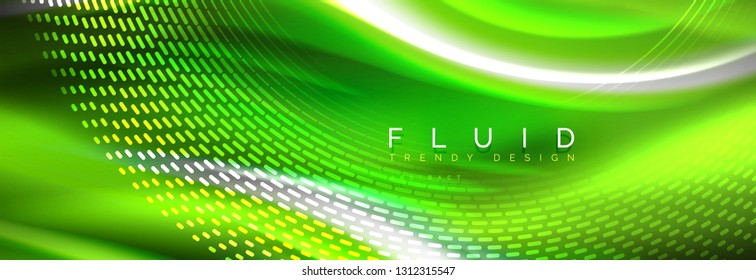 Fluid color neon wave lines background, neon liquid color futuristic paint template, vector illustration