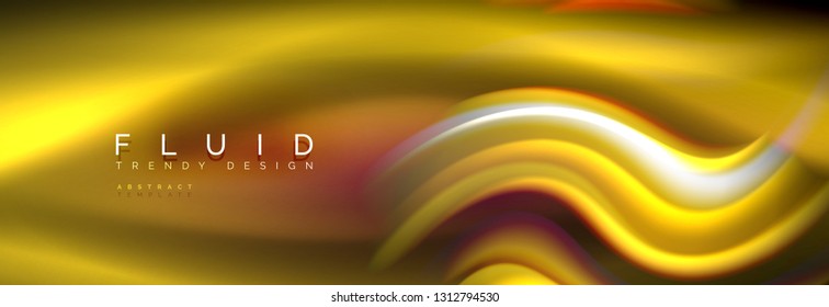 Fluid color neon wave lines background, neon liquid color futuristic paint template, vector illustration