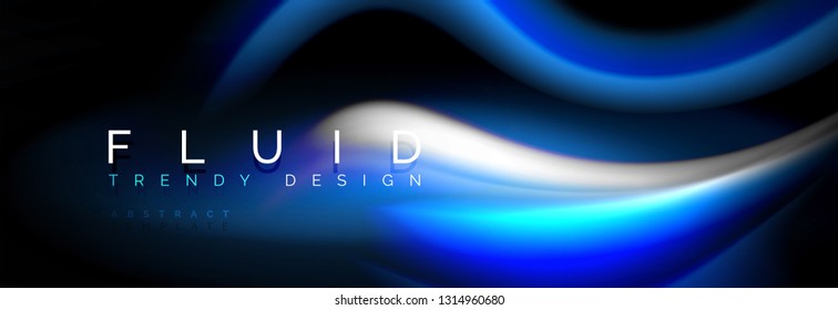Fluid color neon wave lines background, neon liquid color futuristic paint template, vector illustration