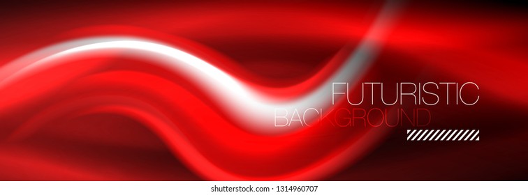 Color fluido de fondo de líneas de onda de neón, neón color líquido plantilla de pintura futurista, ilustración vectorial