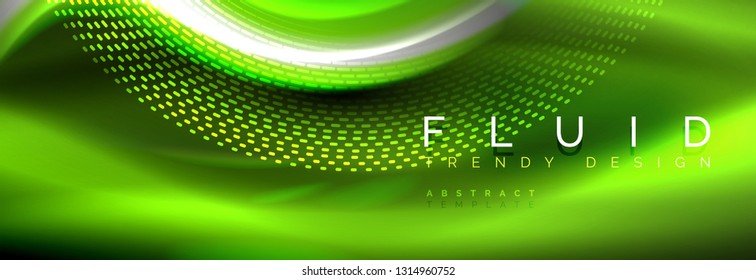 Fluid color neon wave lines background, neon liquid color futuristic paint template, vector illustration