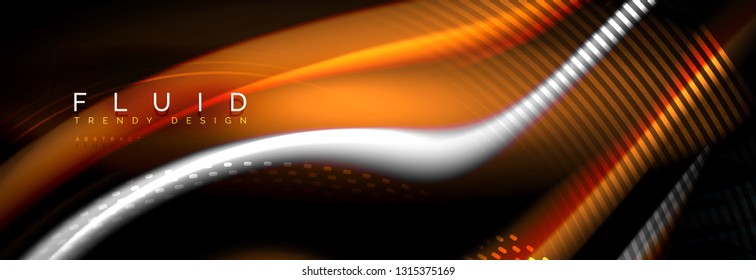 Fluid color neon wave lines background, neon liquid color futuristic paint template, vector illustration