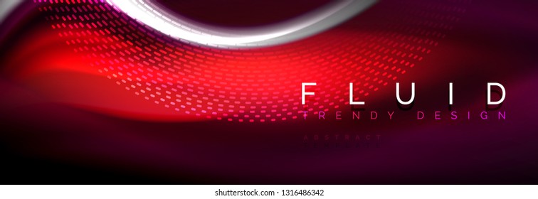 Fluid color neon wave lines background, neon liquid color futuristic paint template, vector illustration