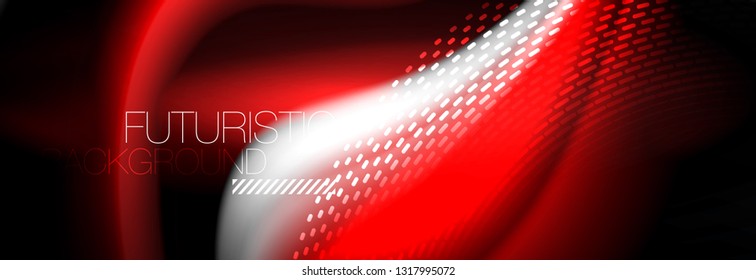 Fluid color neon wave lines background, neon liquid color futuristic paint template, vector illustration