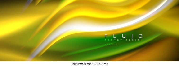 Color fluido de fondo de líneas de onda de neón, neón color líquido plantilla de pintura futurista, ilustración vectorial