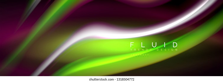 Color fluido de fondo de líneas de onda de neón, neón color líquido plantilla de pintura futurista, ilustración vectorial