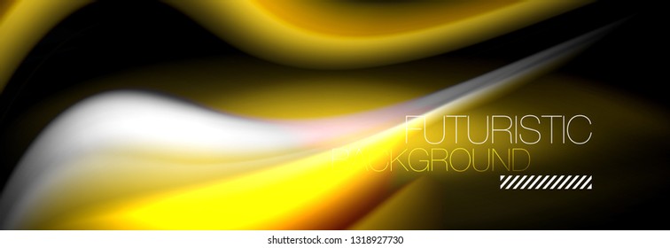 Fluid color neon wave lines background, neon liquid color futuristic paint template, vector illustration