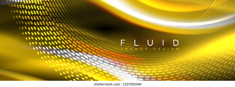 Fluid color neon wave lines background, neon liquid color futuristic paint template, vector illustration