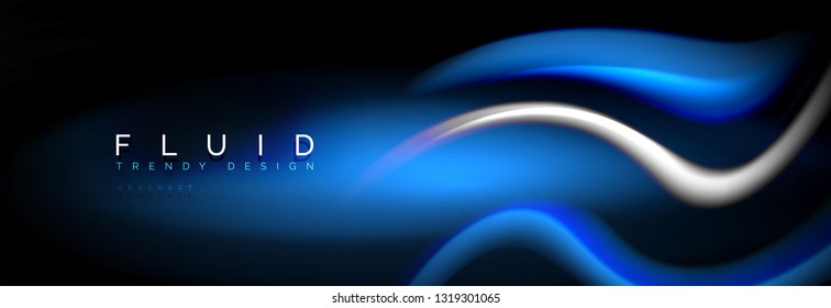 Fluid color neon wave lines background, neon liquid color futuristic paint template, vector illustration