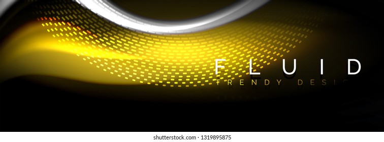 Fluid color neon wave lines background, neon liquid color futuristic paint template, vector illustration