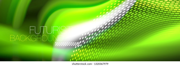 Fluid color neon wave lines background, neon liquid color futuristic paint template, vector illustration