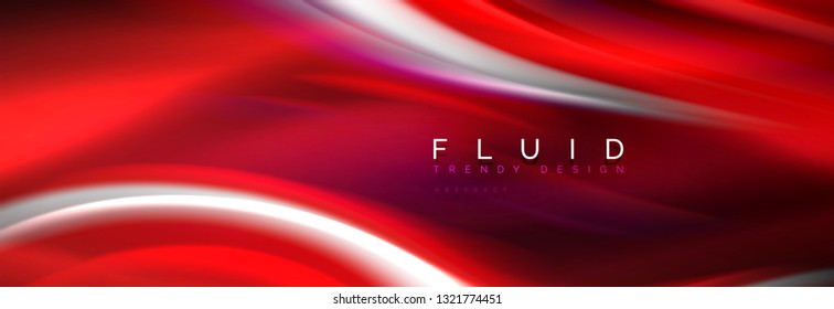 Fluid color neon wave lines background, neon liquid color futuristic paint template, vector illustration