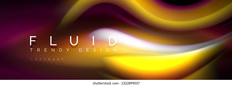Fluid color neon wave lines background, neon liquid color futuristic paint template, vector illustration