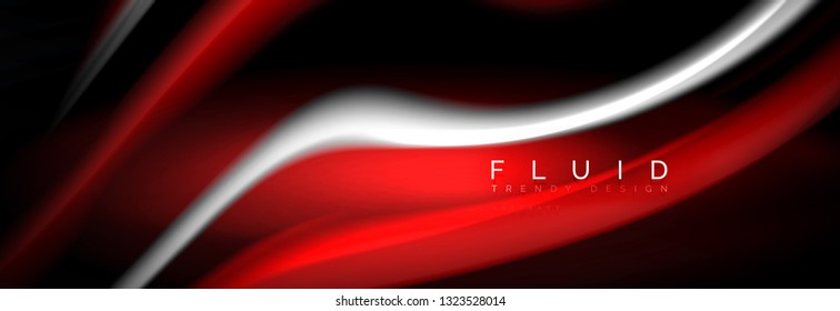 Color fluido de fondo de líneas de onda de neón, neón color líquido plantilla de pintura futurista, ilustración vectorial