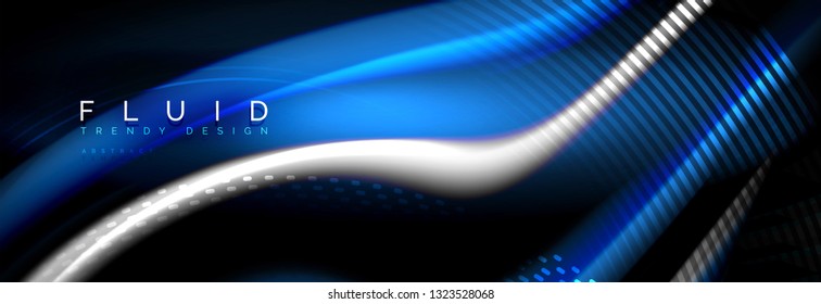 Fluid color neon wave lines background, neon Liquid color futuristic paint template, Vektorgrafik