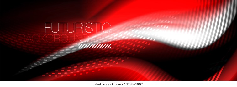 Fluid color neon wave lines background, neon liquid color futuristic paint template, vector illustration