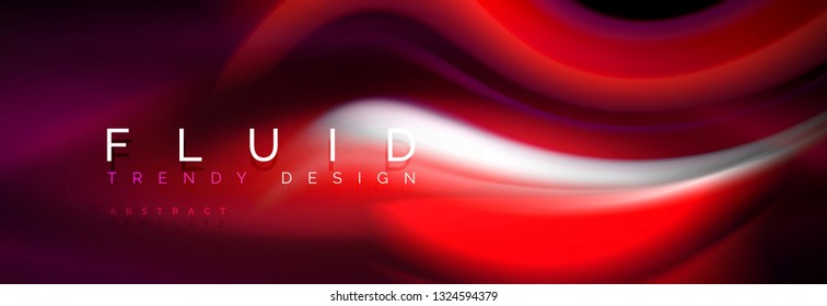 Fluid color neon wave lines background, neon liquid color futuristic paint template, vector illustration