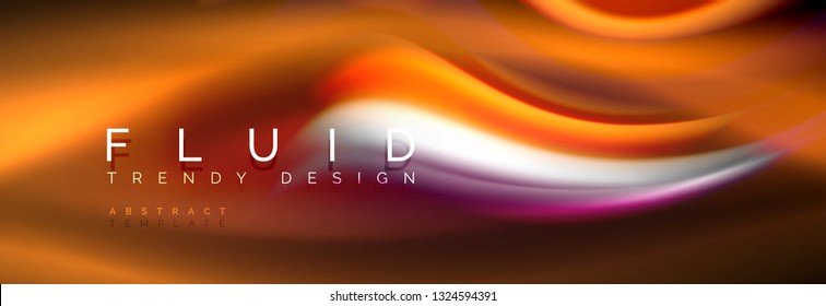 Fluid color neon wave lines background, neon liquid color futuristic paint template, vector illustration